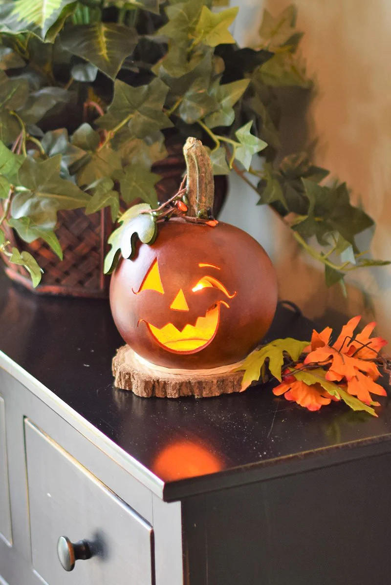 Frederick Small Lit Jack O Lantern Gourd