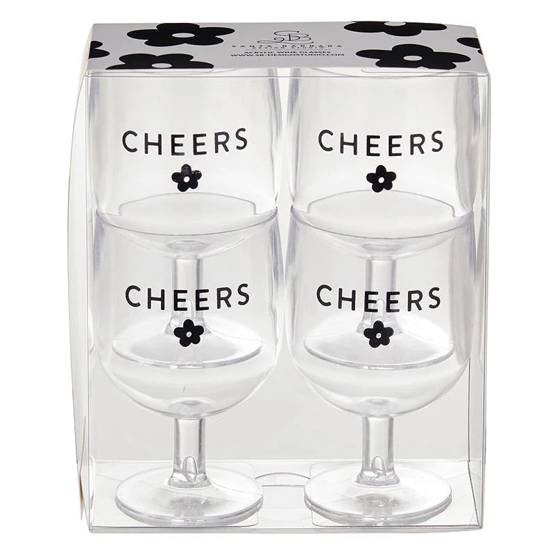 Cheers Acrylic Wine Glasses Set 4