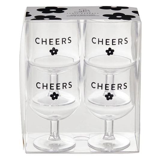 Cheers Acrylic Wine Glasses Set 4