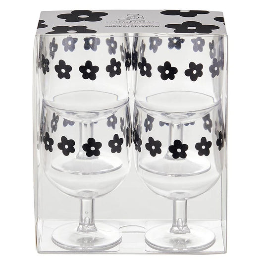Flowers Acrylic Wine Glasses Set 4