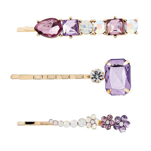 Lavender Crystal Hair Pin Set