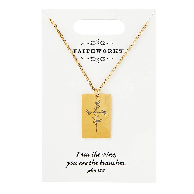 Square GP Necklace Jesus is the Vine