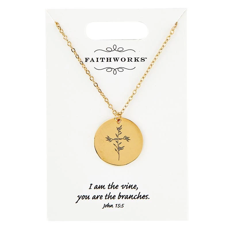 ROUND GP Necklace Jesus is the Vine