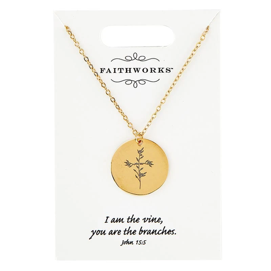ROUND GP Necklace Jesus is the Vine