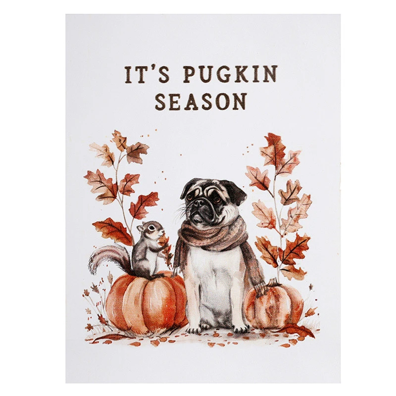 Pugkin Season Block Sign 5X7