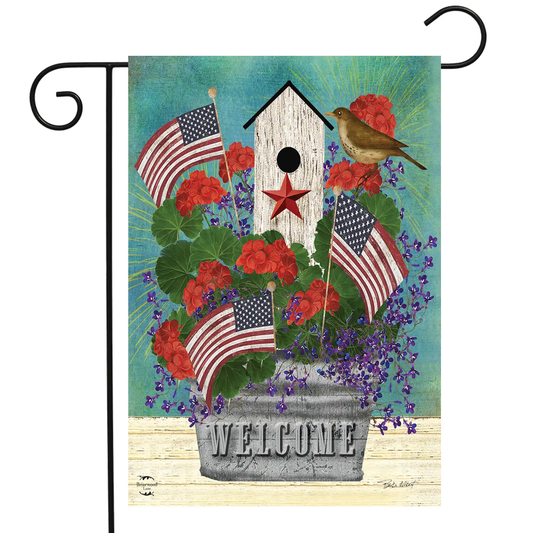 All American Birdhouse Garden Flag