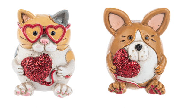 Cat or Dog Mini w/Heart Figurine