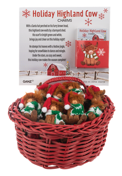 Holiday Highland Cow Mini Figurine