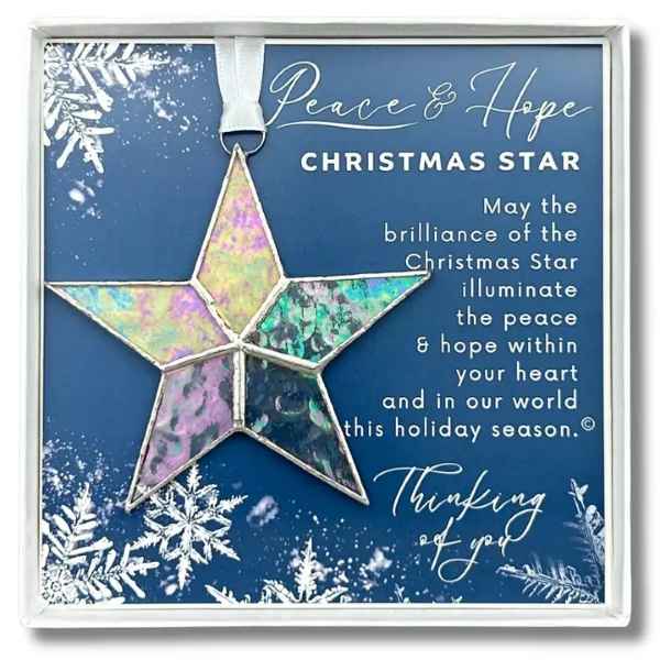PEACE & HOPE Christmas Glass Star