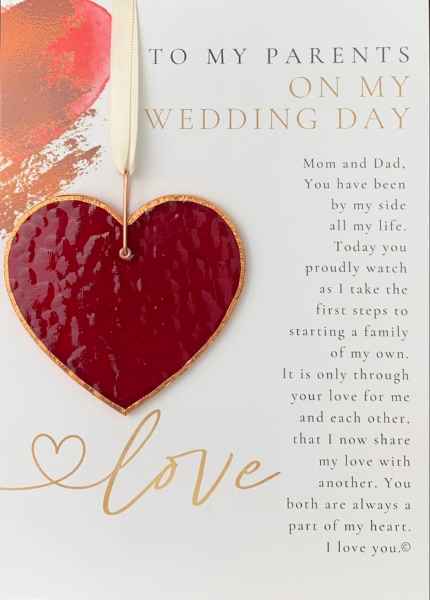 Parents On Wedding Day Glass Heart