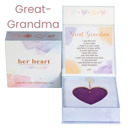 GREAT GRANDMA STAINED GLASS HEART