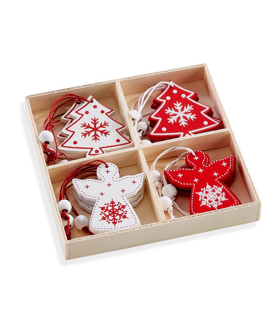 Boxed Set of 12 Wooden Ornaments