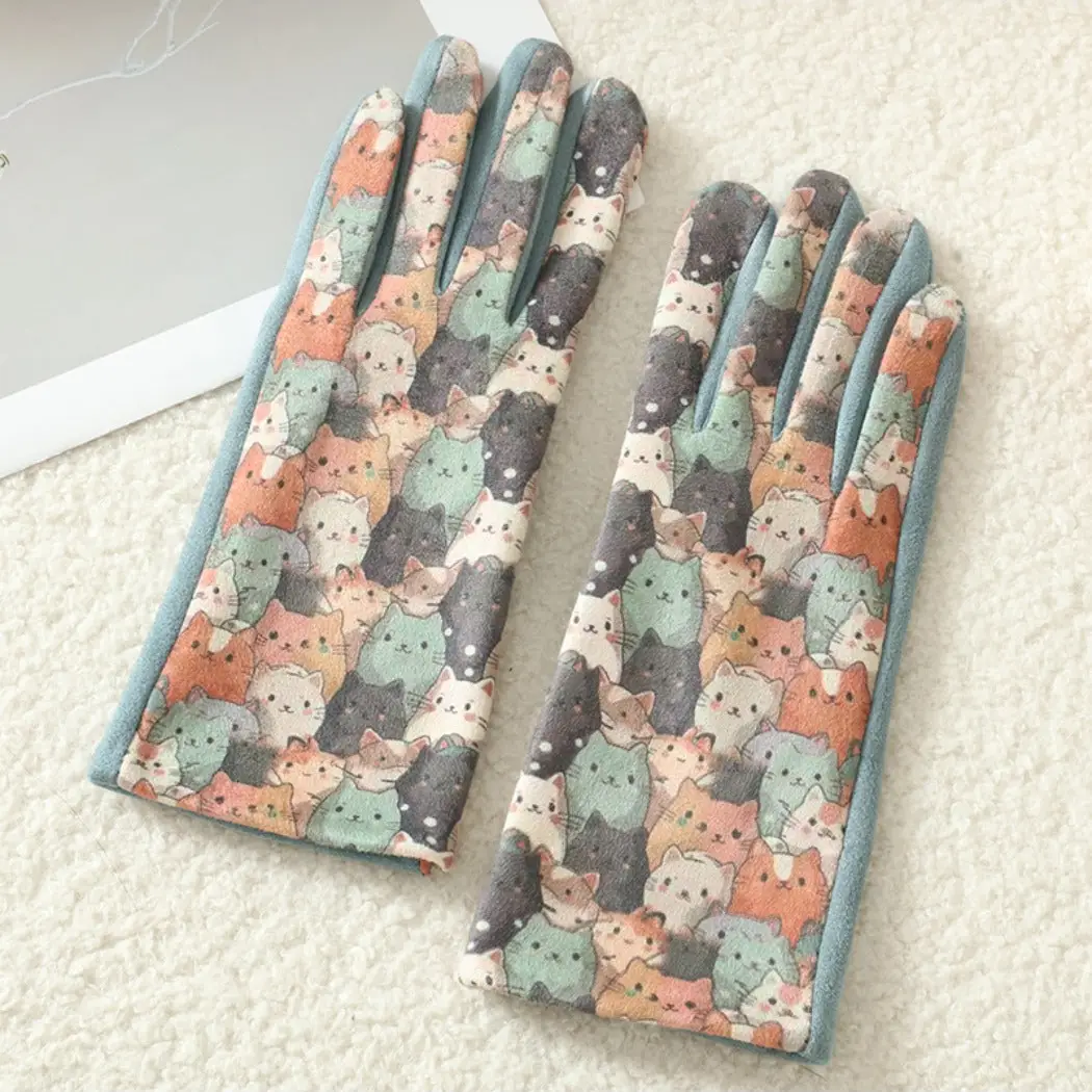 Green Cat Touchscreen Gloves