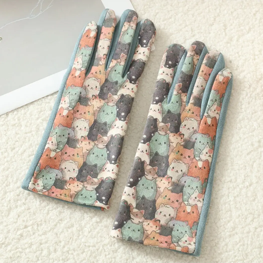 Green Cat Touchscreen Gloves