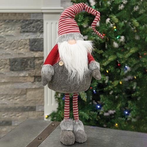 Large Standing Red/Gray Gnome Santa