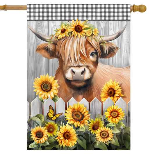 Highland Cow House Flag