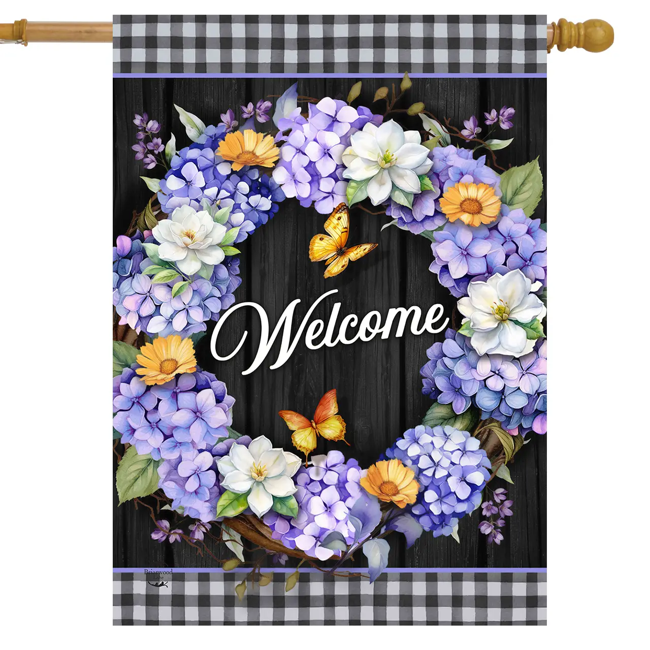hydrangea Wreath House Flag
