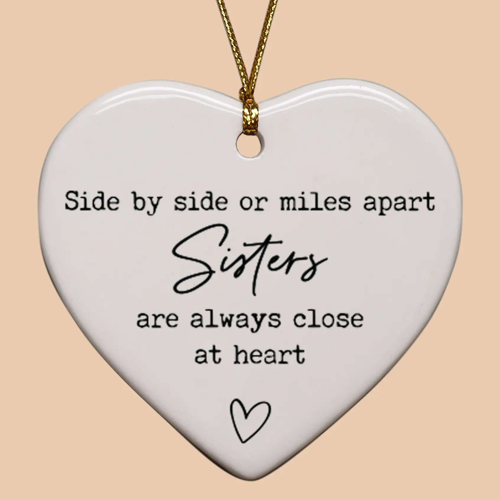 Sisters Side By Side Heart Ornament