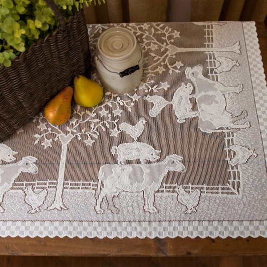 White Farmhouse Tablecloth 42X42