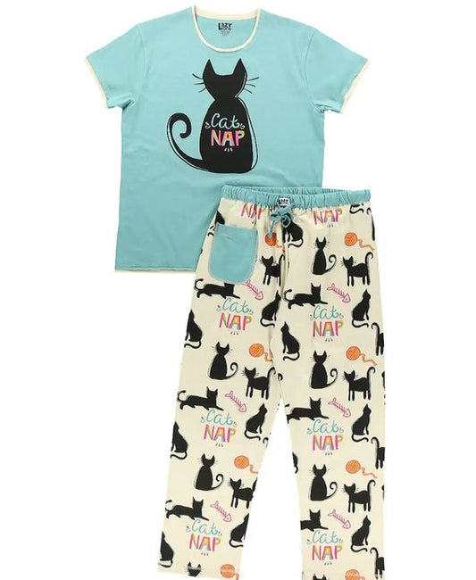 XL Blue Cat Nap Womens T