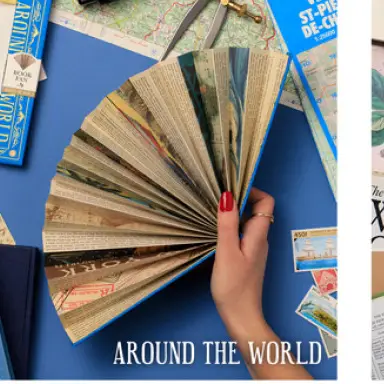 AROUND THE WORLD PAPER HAND FAN