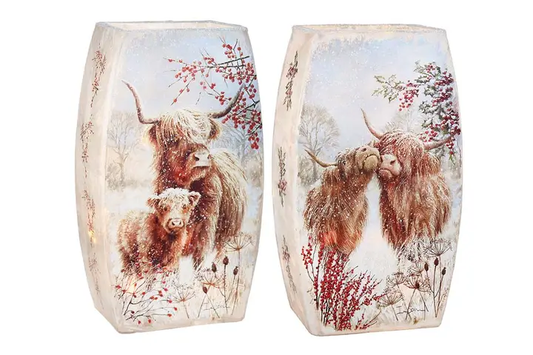Highland Pasture Lit Med Glass Vase