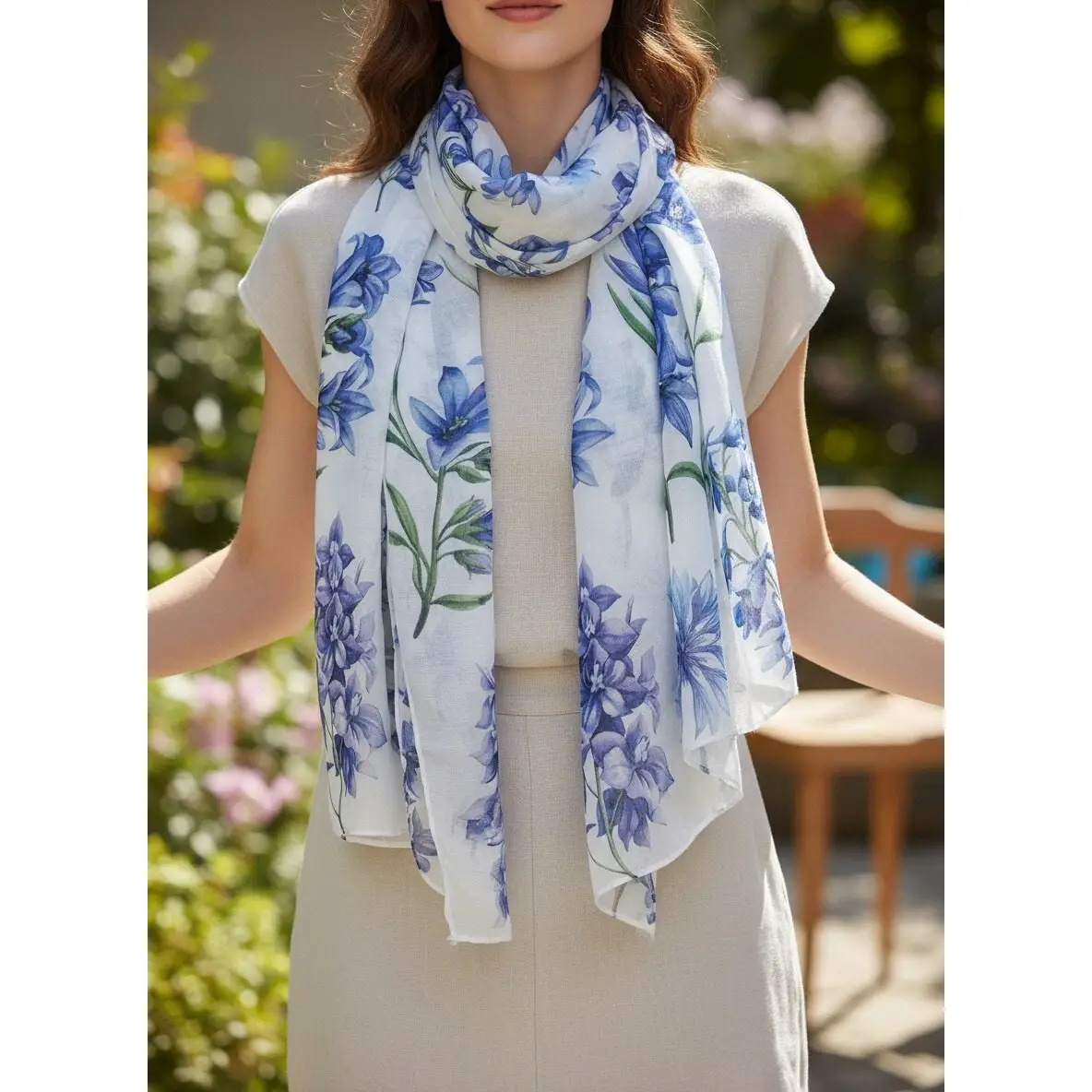 Blue Wildflower Scarf