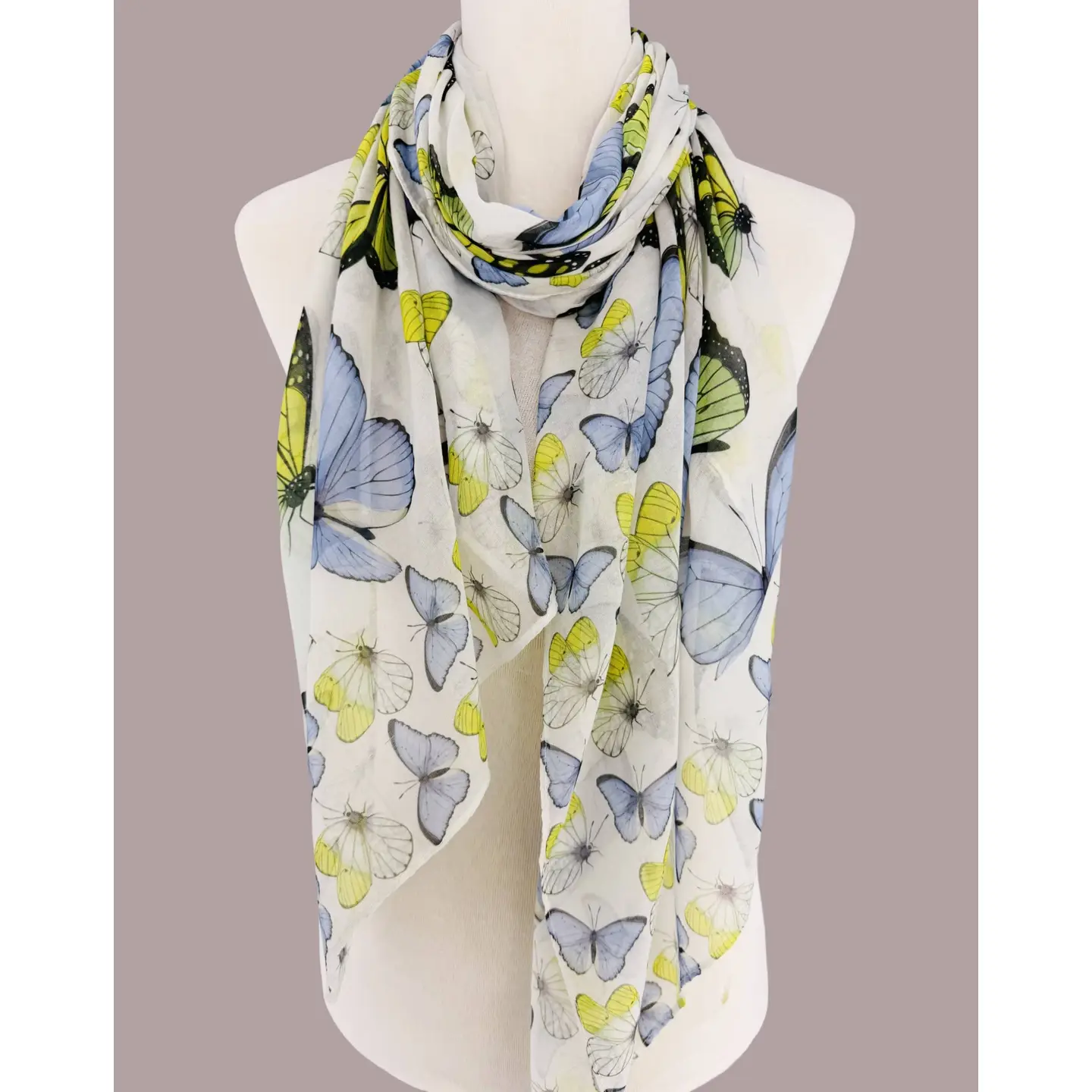 Blue Green Butterflies Scarf
