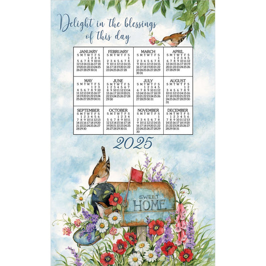 2025 FLORAL MAILBOX Calendar Towel