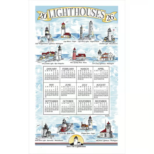 2026 Lighthouses Calendar Towel