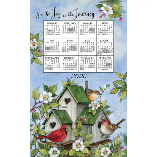 2026 BIRDHOUSES Calendar Towel