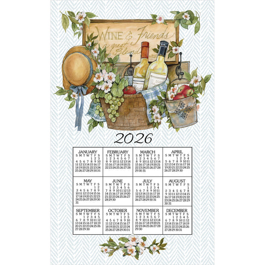 2026 Wine Basket Calendar Towel