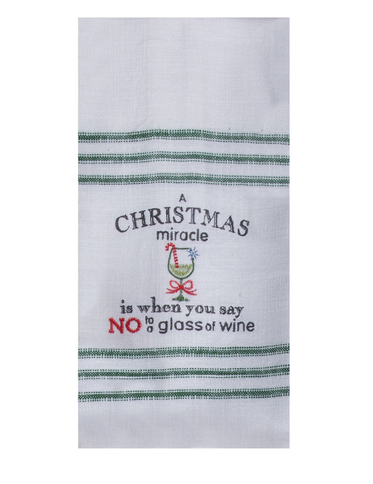 Christmas Miracle Embroidered Tea Towel