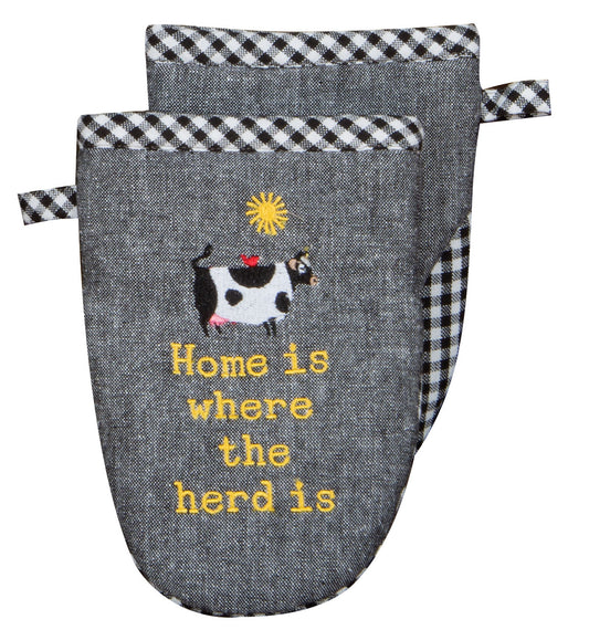 Cow Embroidered Grabber Mitt