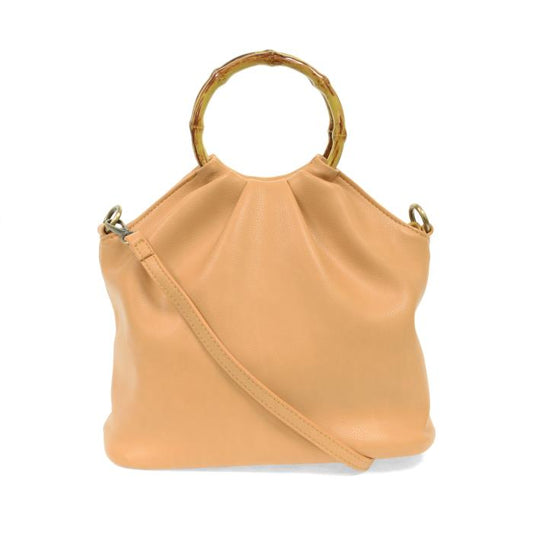 Wheat Natalie Bamboo Handle Pouf Bag