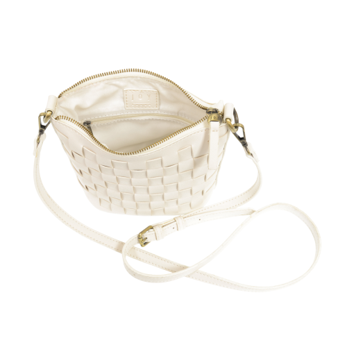 White Maci Woven Crossbody bag