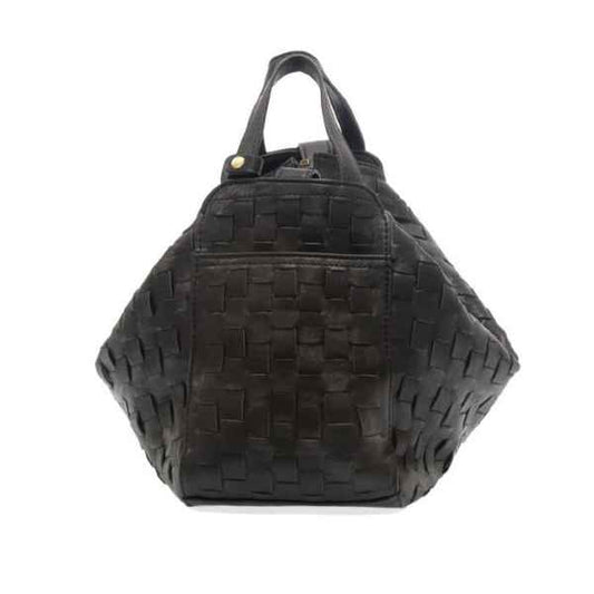 Black Brenna Woven Bowler Satchel