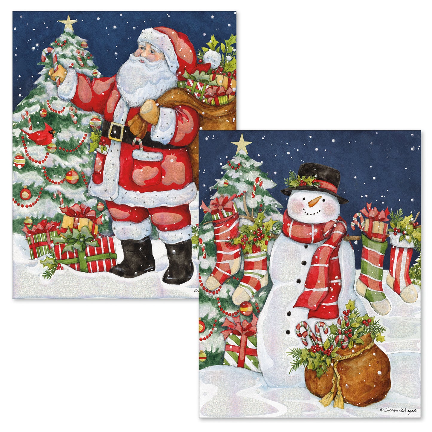 SANTA & SNOWMAN Asst Boxed CCards