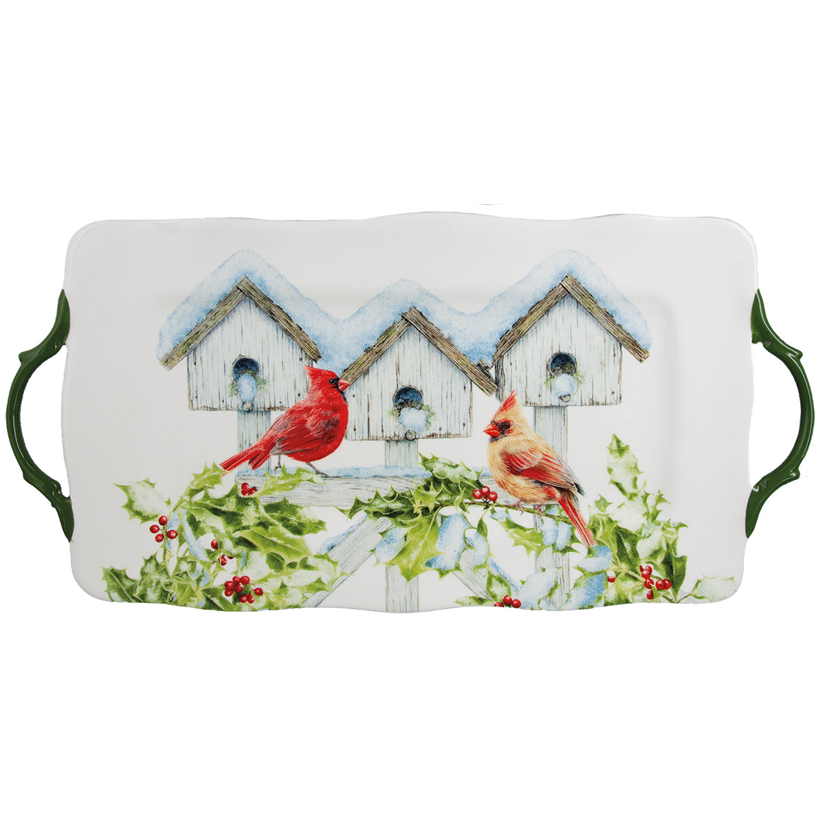 Cardinal Birdhouse Platter 9X18