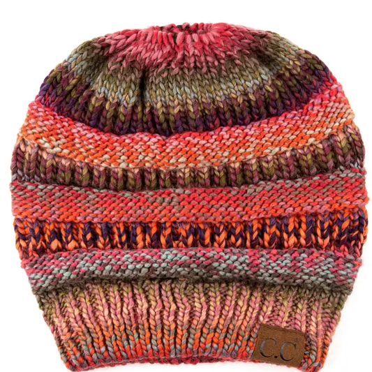Rust Multi Ponytail Beanie