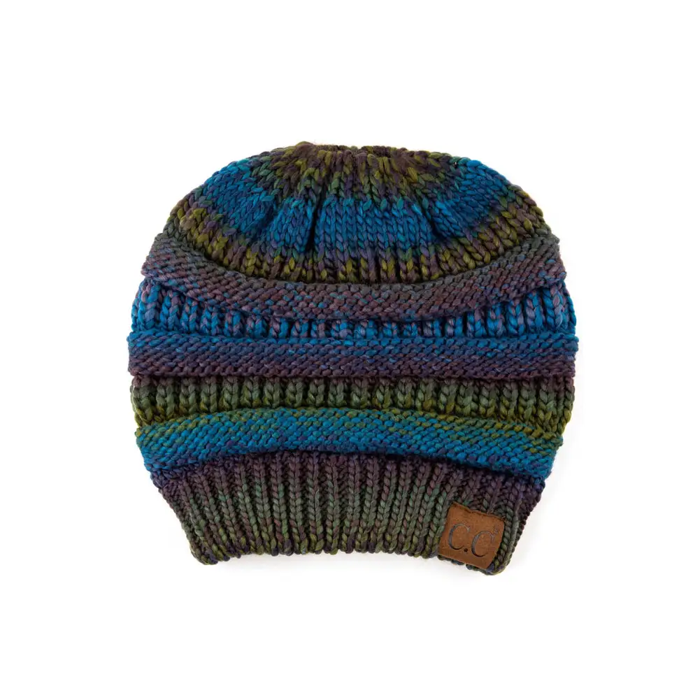 Teal Multi Ponytail Beanie