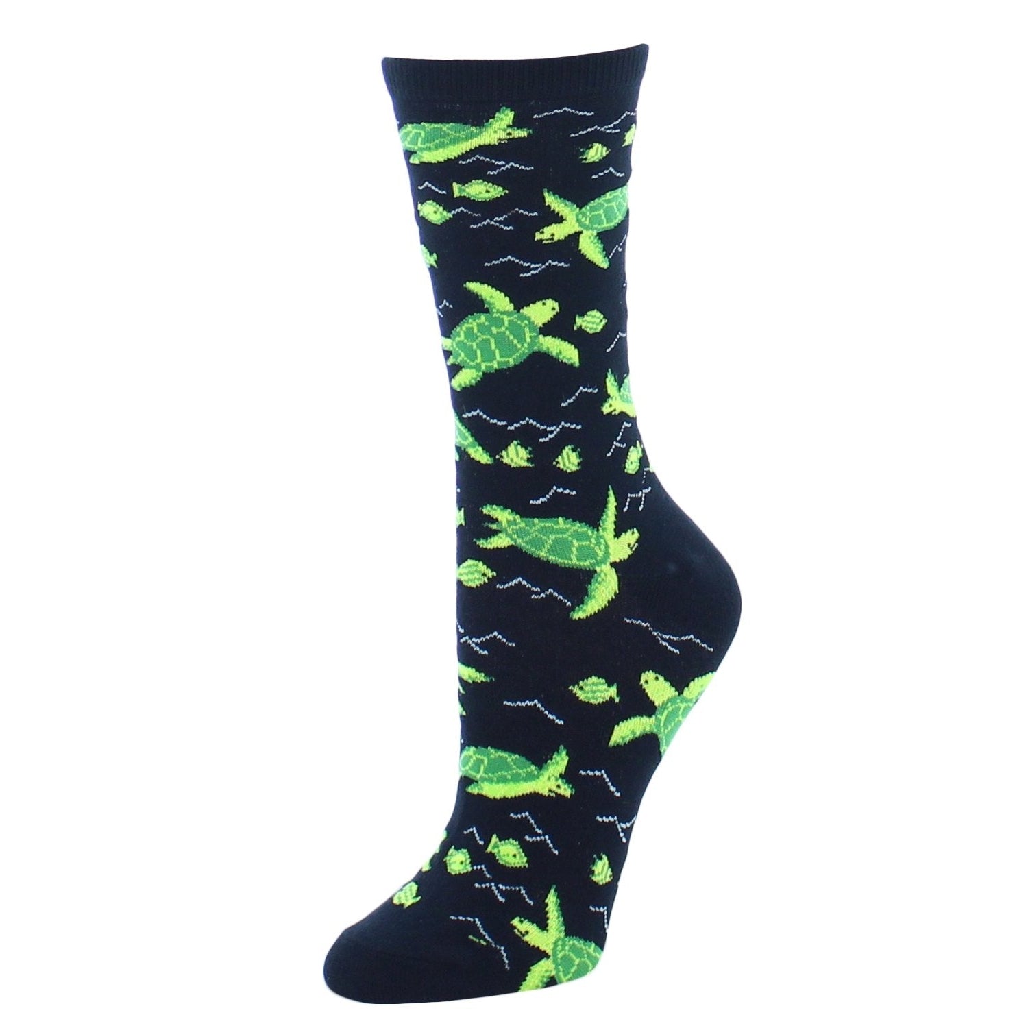 Black Turtle Bamboo Crew Socks
