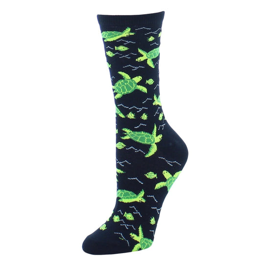 Black Turtle Bamboo Crew Socks