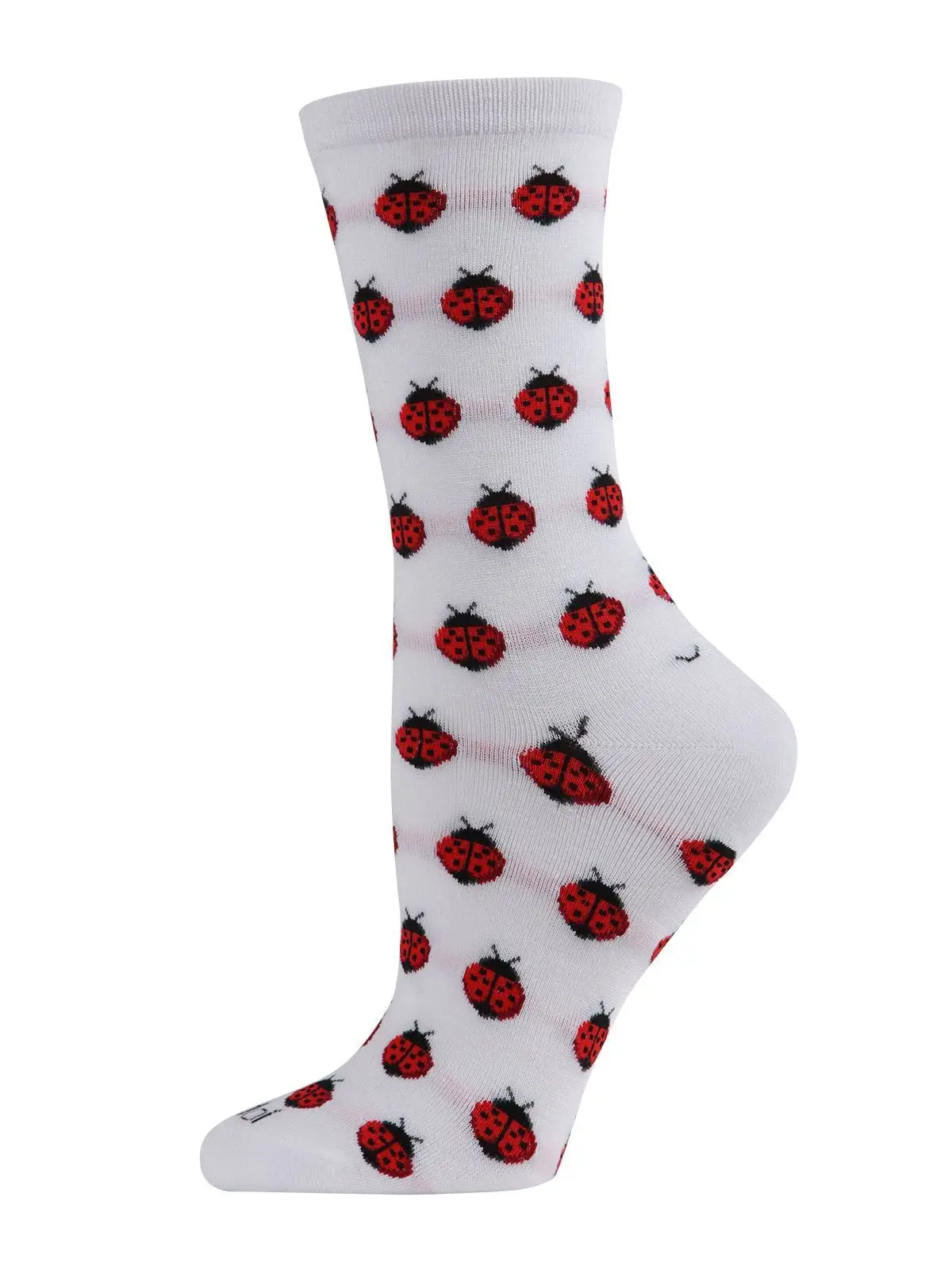 White Ladybug Bamboo Crew Socks