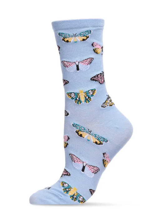 BLUE Butterfly Bamboo Crew Socks