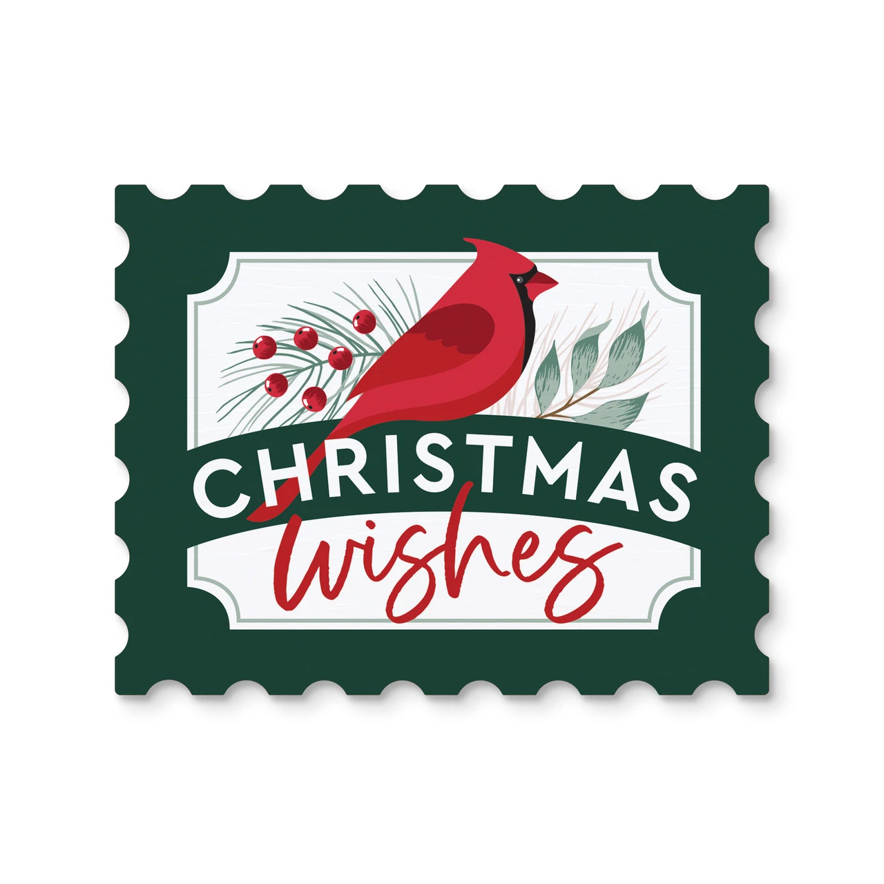 CHRISTMAS WISHES CARDINAL MAGNET 5X4
