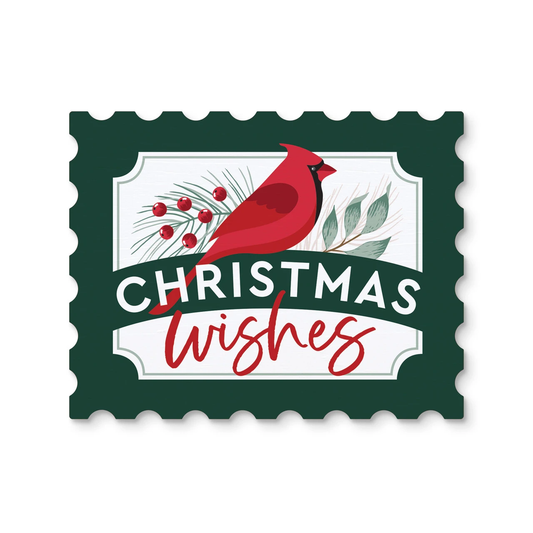 CHRISTMAS WISHES CARDINAL MAGNET 5X4