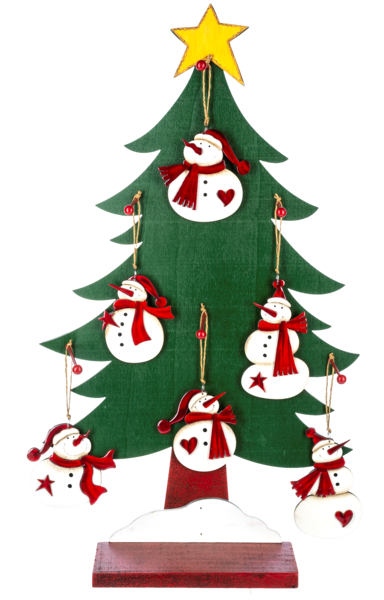 WOODEN SNOWMAN ORNAMENT