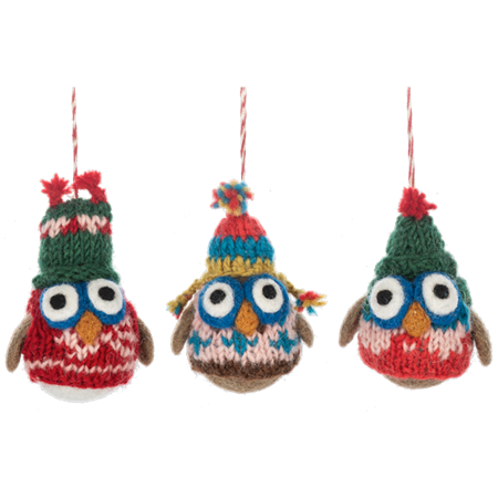 WOOL WINTER OWL ORNAMENT