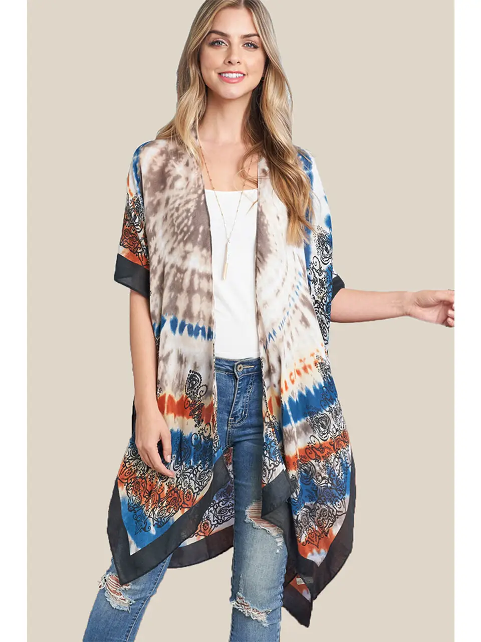 CLAY TIE DYE PRINT KIMONO